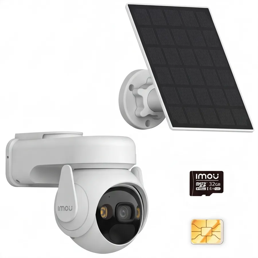 Kamera IP Imou AOV PT Kit 5MP 2.4GHz Wi-Fi i 4G z panelem solarnym, kartą pamięci 32GB i kartą SIM Kamera IP Imou AOV PT Kit 5MP 2.4GHz Wi-Fi i 4G z panelem solarnym, kartą pamięci 32GB i kartą SIM