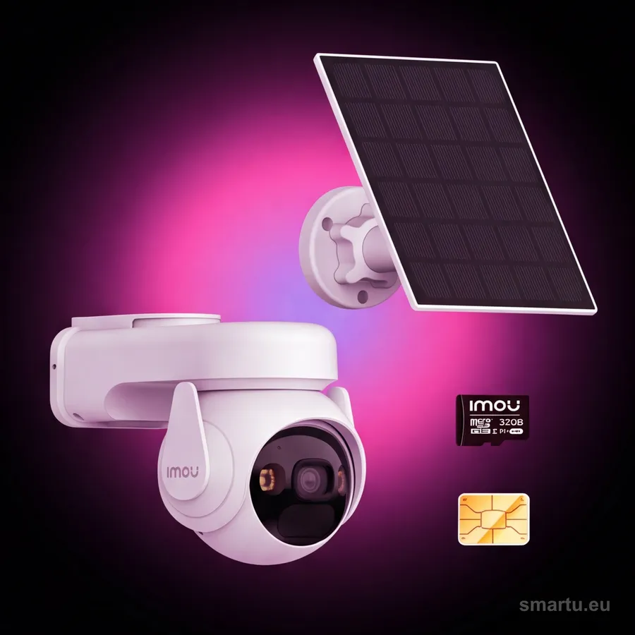 Kamera IP Imou AOV PT Kit 5MP 2.4GHz Wi-Fi i 4G z panelem solarnym, kartą pamięci 32GB i kartą SIM Kamera IP Imou AOV PT Kit 5MP 2.4GHz Wi-Fi i 4G z panelem solarnym, kartą pamięci 32GB i kartą SIM