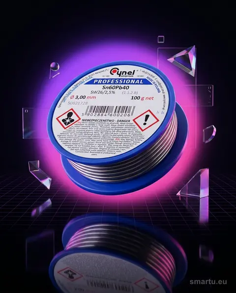 Cyna lutownicza CYNEL 3,0 mm 100 g S-Sn60Pb40 do elektroniki Cyna lutownicza CYNEL 3,0 mm 100 g S-Sn60Pb40 do elektroniki