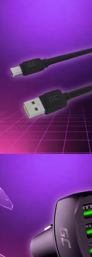 Kabel Green Cell GCmatte USB - USB-C 25 cm, płaski — zdjęcie główne, smartu.eu Kabel Green Cell GCmatte USB - USB-C 25 cm, płaski — zdjęcie główne, smartu.eu