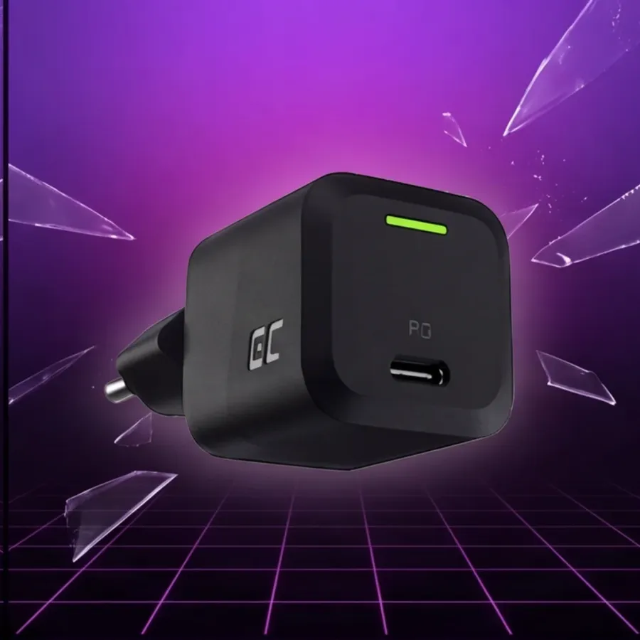 Ładowarka Green Cell GC PowerGaN 33W PD 3.0 QC 3.0 USB-C czarna — zdjęcie główne, smartu.eu Ładowarka Green Cell GC PowerGaN 33W PD 3.0 QC 3.0 USB-C czarna — zdjęcie główne, smartu.eu