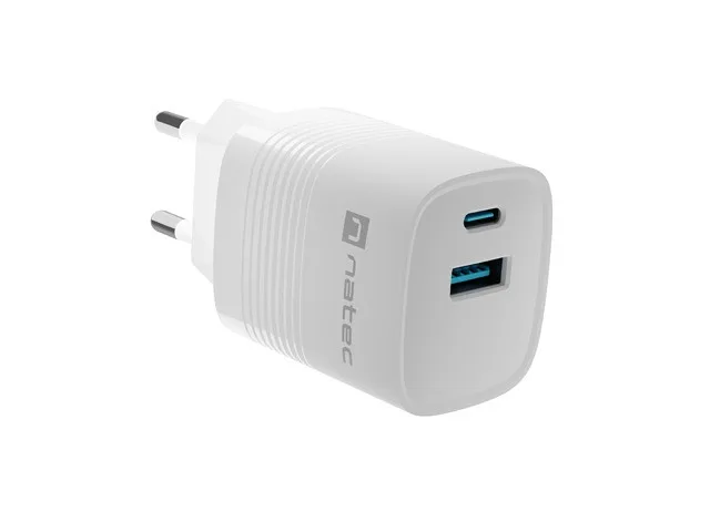 Ładowarka Natec sieciowa Ribera GAN 1X USB-A + 1X USB-C 30W Biała — zdjęcie producenta Ładowarka Natec sieciowa Ribera GAN 1X USB-A + 1X USB-C 30W Biała — zdjęcie producenta