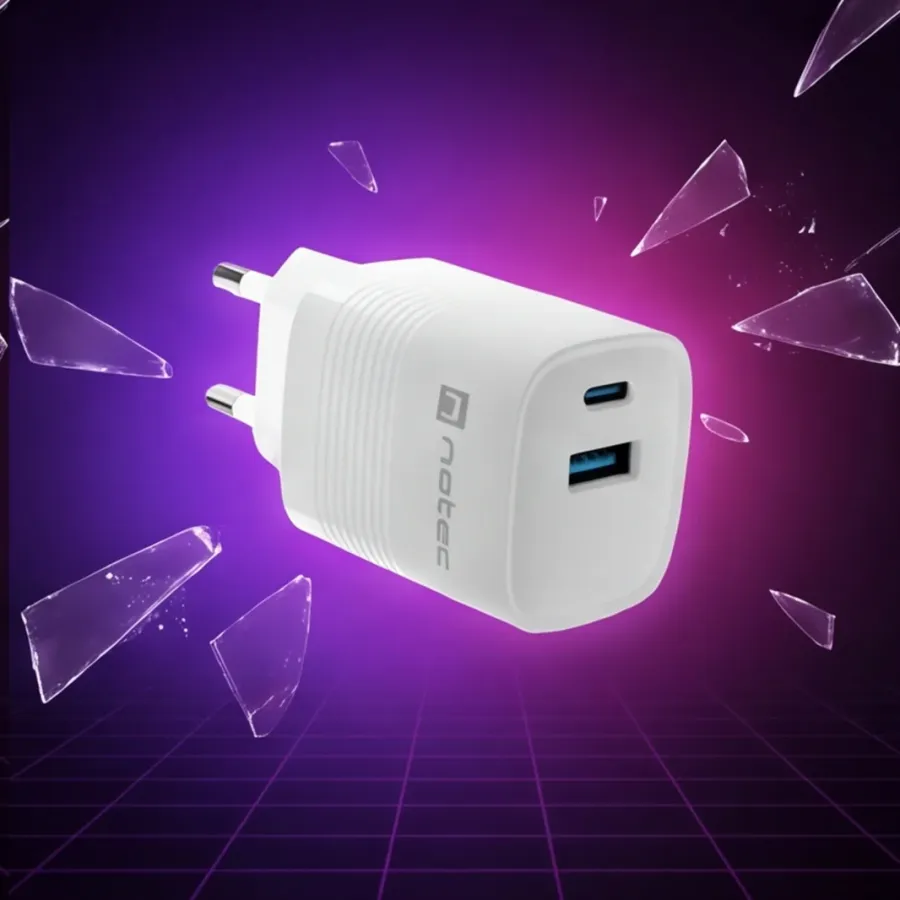 Ładowarka Natec sieciowa Ribera GAN 1X USB-A + 1X USB-C 30W Biała — zdjęcie główne, smartu.eu Ładowarka Natec sieciowa Ribera GAN 1X USB-A + 1X USB-C 30W Biała — zdjęcie główne, smartu.eu