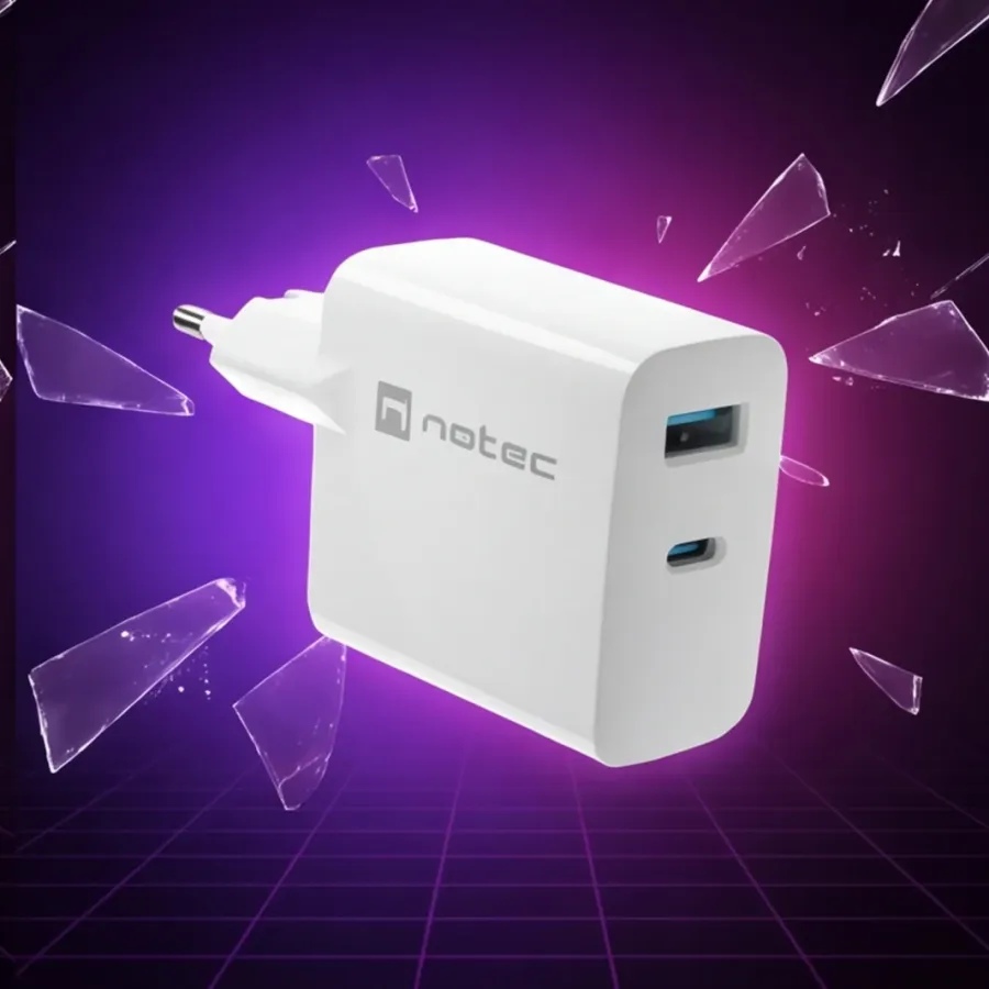 Ładowarka Natec sieciowa Ribera GAN 1X USB-A + 1X USB-C 45W Biała — zdjęcie główne, smartu.eu Ładowarka Natec sieciowa Ribera GAN 1X USB-A + 1X USB-C 45W Biała — zdjęcie główne, smartu.eu