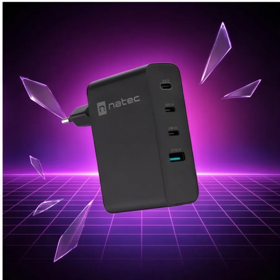 Ładowarka Natec sieciowa Ribera GAN 3xUSB-C + 1x USB-A 100W czarna — zdjęcie główne, smartu.eu Ładowarka Natec sieciowa Ribera GAN 3xUSB-C + 1x USB-A 100W czarna — zdjęcie główne, smartu.eu