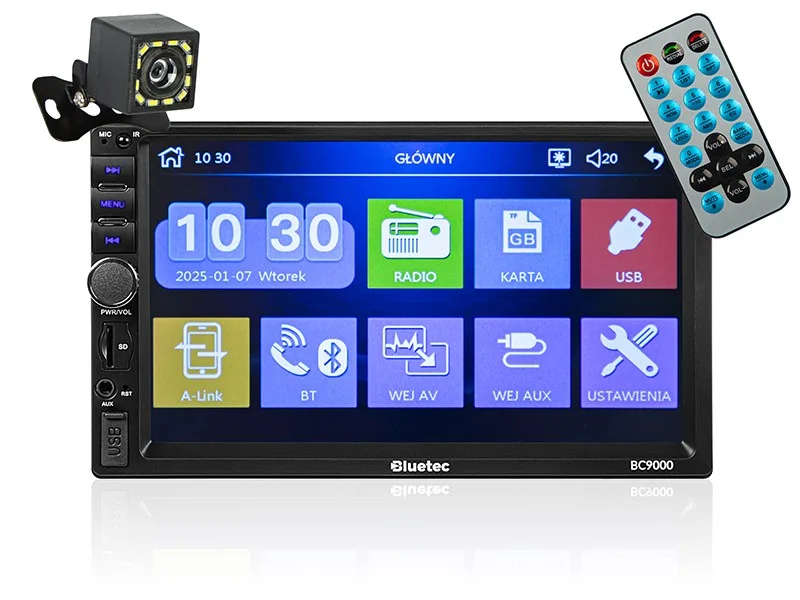 BLOW Radio samochodowe BC9000 2DIN 7 cali RDS USB microSD 4x50W kamera cofania — zdjęcie producenta BLOW Radio samochodowe BC9000 2DIN 7 cali RDS USB microSD 4x50W kamera cofania — zdjęcie producenta