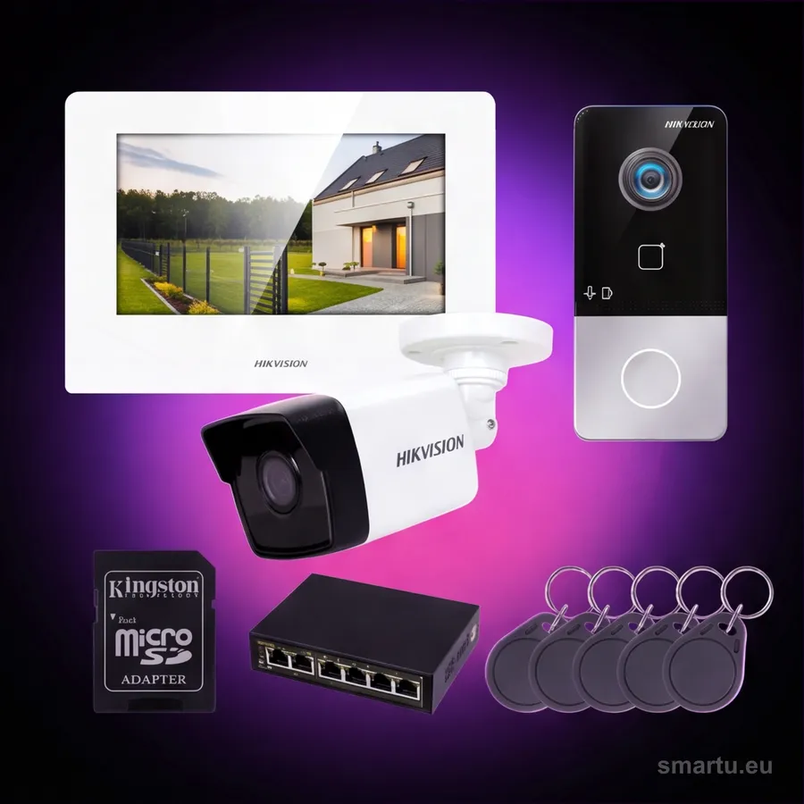 Hikvision zestaw wideodomofonowy 1-rodzinny panel IP kamera 2MP monitor 7 cali WiFi PoE