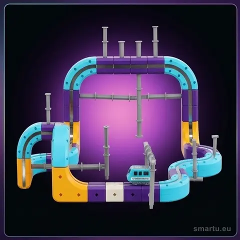 Klocki magnetyczne tor wyścigowy z autem STEM 87 elementów, akumulator USB, jazda 360°, dzieci 3+ Klocki magnetyczne tor wyścigowy z autem STEM 87 elementów, akumulator USB, jazda 360°, dzieci 3+
