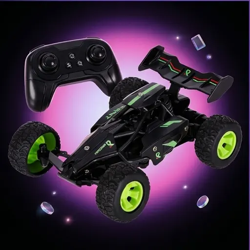 Szczegół kół mini terenówki RC KX2925 - bieżnik i zawieszenie z bliska Szczegół kół mini terenówki RC KX2925 - bieżnik i zawieszenie z bliska