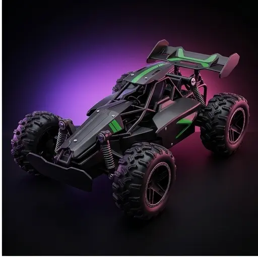 Samochód RC 1:18 High Speed Stunt - widok z góry, koła z bieżnikami i sprężynowe amortyzatory Samochód RC 1:18 High Speed Stunt - widok z góry, koła z bieżnikami i sprężynowe amortyzatory