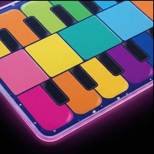 Zbliżenie na ikony 8 instrumentów na macie: pianino, akordeon, saksofon, klarnet, flet, gitara, cymbałki, wiolonczela Zbliżenie na ikony 8 instrumentów na macie: pianino, akordeon, saksofon, klarnet, flet, gitara, cymbałki, wiolonczela