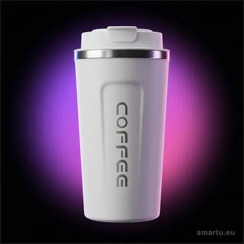 Kubek podróżny LED z ustnikiem 500ml biały, wyświetlacz temperatury, stal 304 Kubek podróżny LED z ustnikiem 500ml biały, wyświetlacz temperatury, stal 304