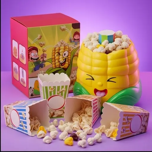 Maszyna do popcornu w kształcie kolby kukurydzy - widok z przodu, tryb Panic Mode włączony Maszyna do popcornu w kształcie kolby kukurydzy - widok z przodu, tryb Panic Mode włączony