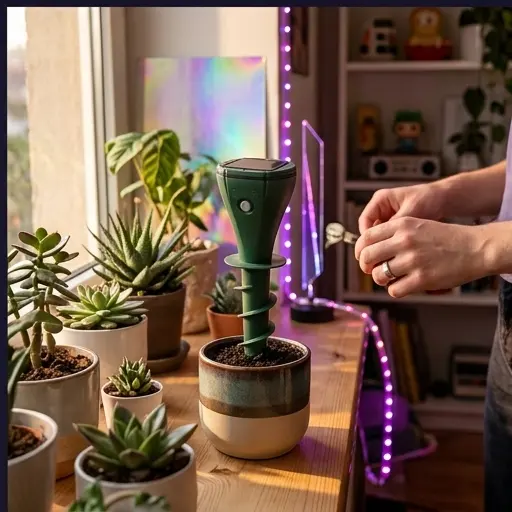 Wymiary odstraszacza solarnego kretów 25 cm długości, kolor zielony Wymiary odstraszacza solarnego kretów 25 cm długości, kolor zielony