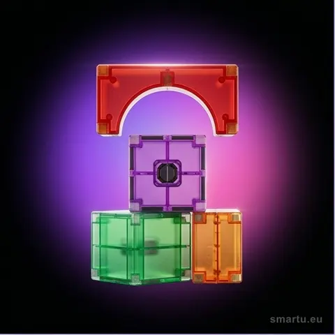 Klocki magnetyczne świecące konstrukcyjne 3D 64 elementy STEM dzieci 3+ Klocki magnetyczne świecące konstrukcyjne 3D 64 elementy STEM dzieci 3+