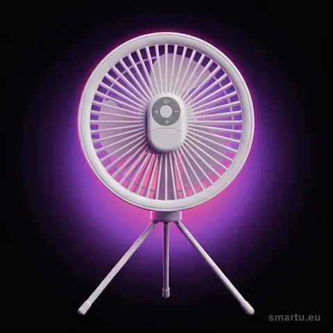 Wentylator biurkowy bezprzewodowy z pilotem i lampką LED, akumulator 4000 mAh, USB-C, 4 tryby, 18 cm, biały, KX3692 Wentylator biurkowy bezprzewodowy z pilotem i lampką LED, akumulator 4000 mAh, USB-C, 4 tryby, 18 cm, biały, KX3692