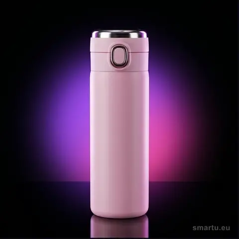 Kubek termiczny LED 350 ml z ustnikiem i wyświetlaczem temperatury, stal nierdzewna 304, różowy Kubek termiczny LED 350 ml z ustnikiem i wyświetlaczem temperatury, stal nierdzewna 304, różowy