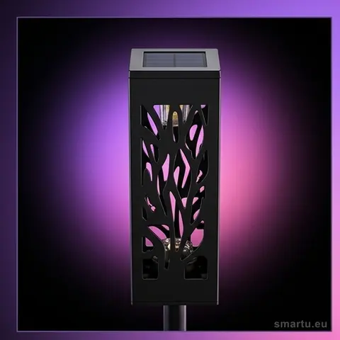 Solarne latarenki ogrodowe ażurowe LED zestaw 4 szt. wbijane czujnik zmierzchu IP44 400mAh ciepłe światło