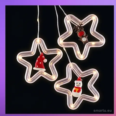 Kurtyna LED 125 lampek gwiazdki z figurkami 3 m ciepły biały zasilanie USB IP44 KX5249 Kurtyna LED 125 lampek gwiazdki z figurkami 3 m ciepły biały zasilanie USB IP44 KX5249