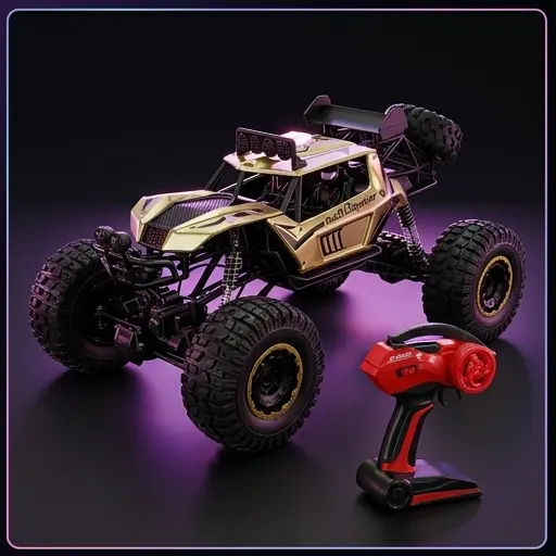 Rock Crawler RC złoty - metalowa karoseria i gumowe opony 12,5 cm, widok z góry Rock Crawler RC złoty - metalowa karoseria i gumowe opony 12,5 cm, widok z góry