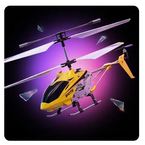SYMA S107H żółty helikopter RC - widok z góry na wirniki koaksjalne SYMA S107H żółty helikopter RC - widok z góry na wirniki koaksjalne