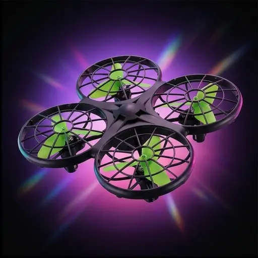 Syma X26 dron RC widok z góry - układ 4 śmigieł w klatce ochronnej Syma X26 dron RC widok z góry - układ 4 śmigieł w klatce ochronnej