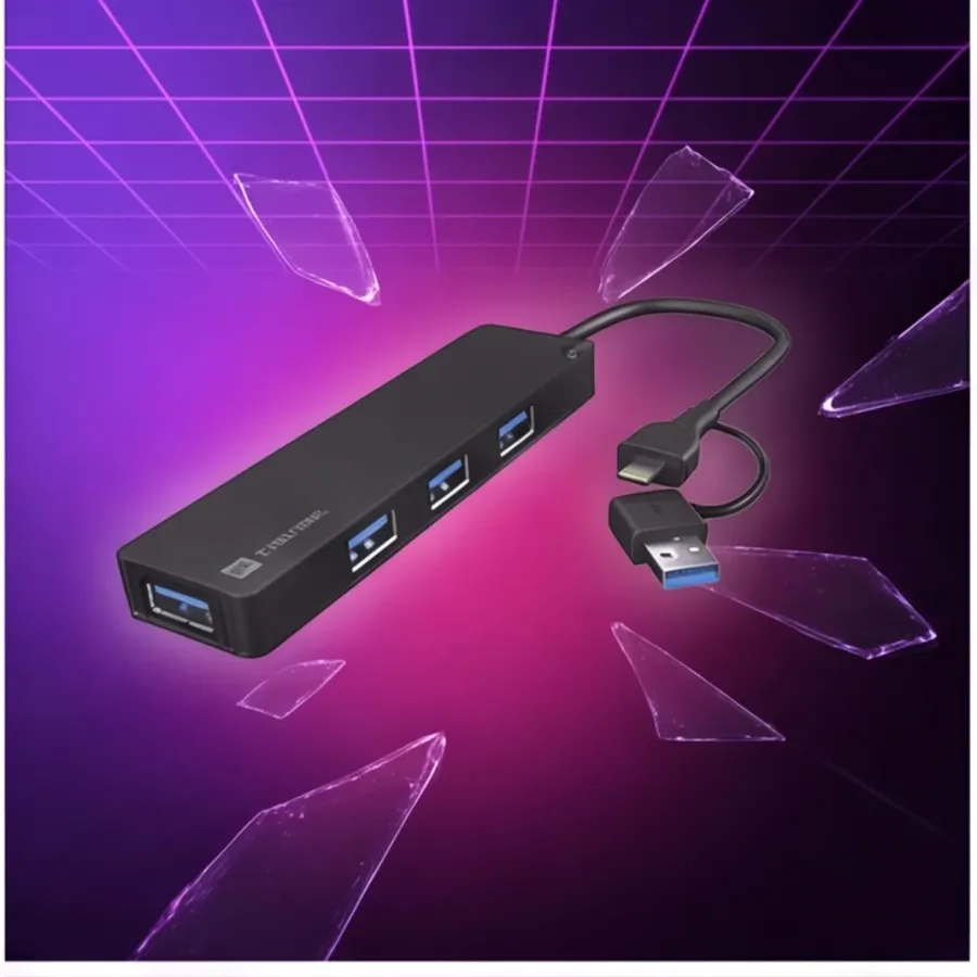 Hub Natec USB-C 4 porty Mayfly czarny + adapter USB-A — zdjęcie główne, smartu.eu Hub Natec USB-C 4 porty Mayfly czarny + adapter USB-A — zdjęcie główne, smartu.eu