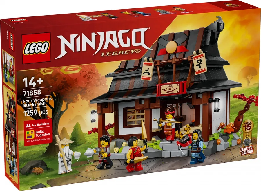 LEGO Klocki Ninjago 71858 Kuźnia Cztery Bronie - 15-lecie — zdjęcie producenta LEGO Klocki Ninjago 71858 Kuźnia Cztery Bronie - 15-lecie — zdjęcie producenta