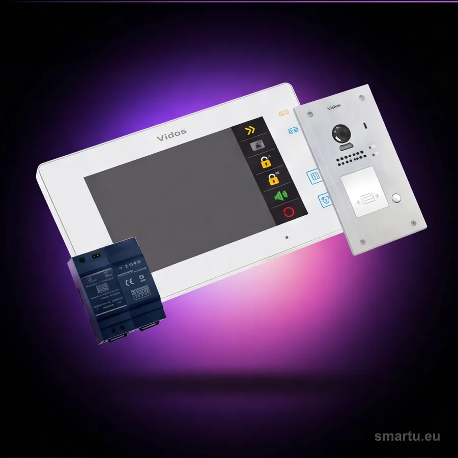 VIDOS DUO M1021W-2 S1201A wideodomofon 2-żyłowy czytnik RFID 170 stopni podtynkowy biały monitor 7 cali