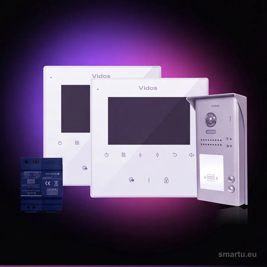 VIDOS DUO wideodomofon 2-rodzinny 2x M1022W S1102A RFID 4,3 cala zestaw