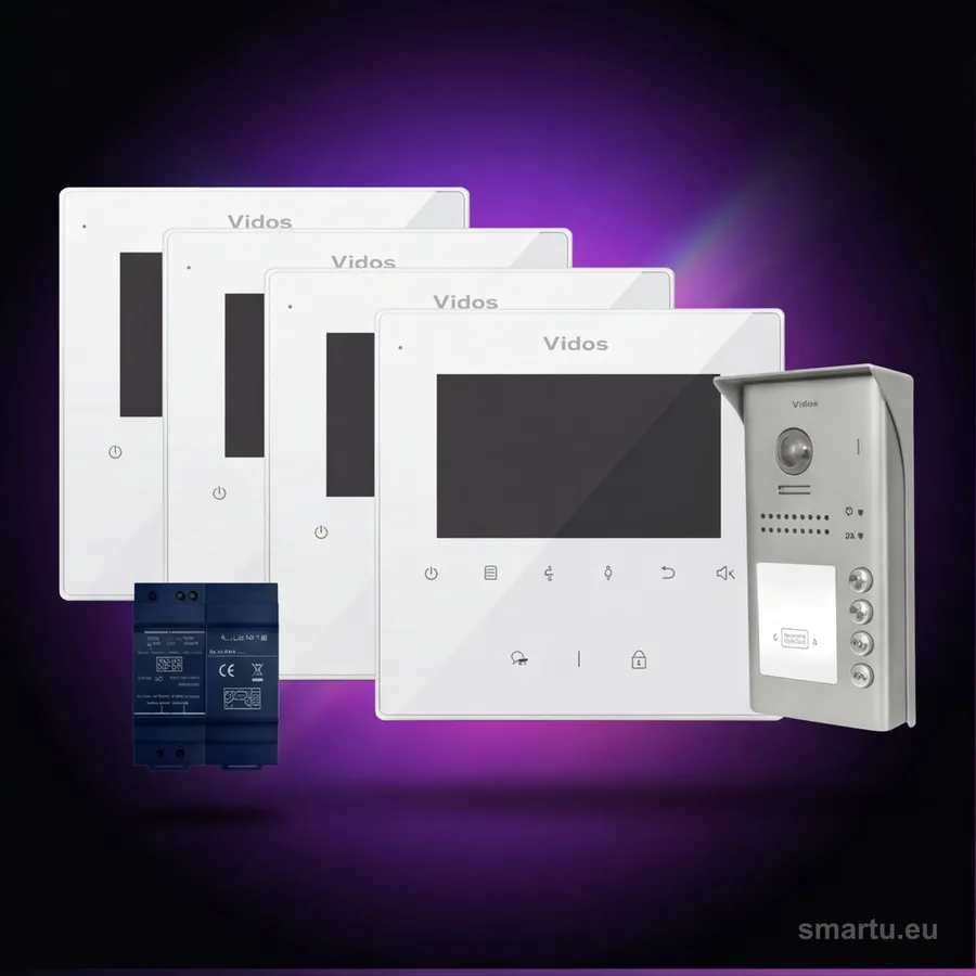 VIDOS DUO wideodomofon 4-rodzinny 4x monitor M1022W panel S1104A RFID kamera 600TVL dwużyłowy VIDOS DUO wideodomofon 4-rodzinny 4x monitor M1022W panel S1104A RFID kamera 600TVL dwużyłowy