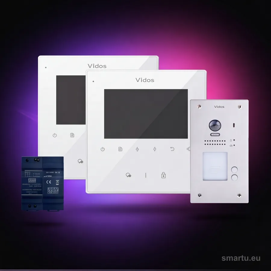 Wideodomofon 2-rodzinny VIDOS DUO 2x M1022W S1202A dwużyłowy RFID LCD 4.3 cala