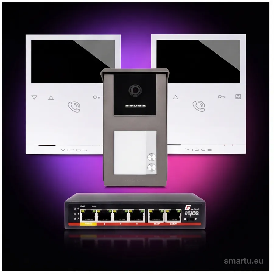 VIDOS IPX S101-2 M101 zestaw wideodomofonu IP 2-rodzinny HD kamera 125 st PoE monitor 4,3 cala