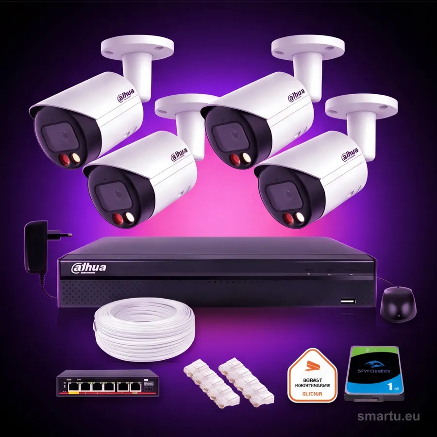 Dahua zestaw 4 kamer IP FullHD 8MPx podwójne oświetlenie kolor noc IPC-HDW2849TM-S-IL NVR dysk