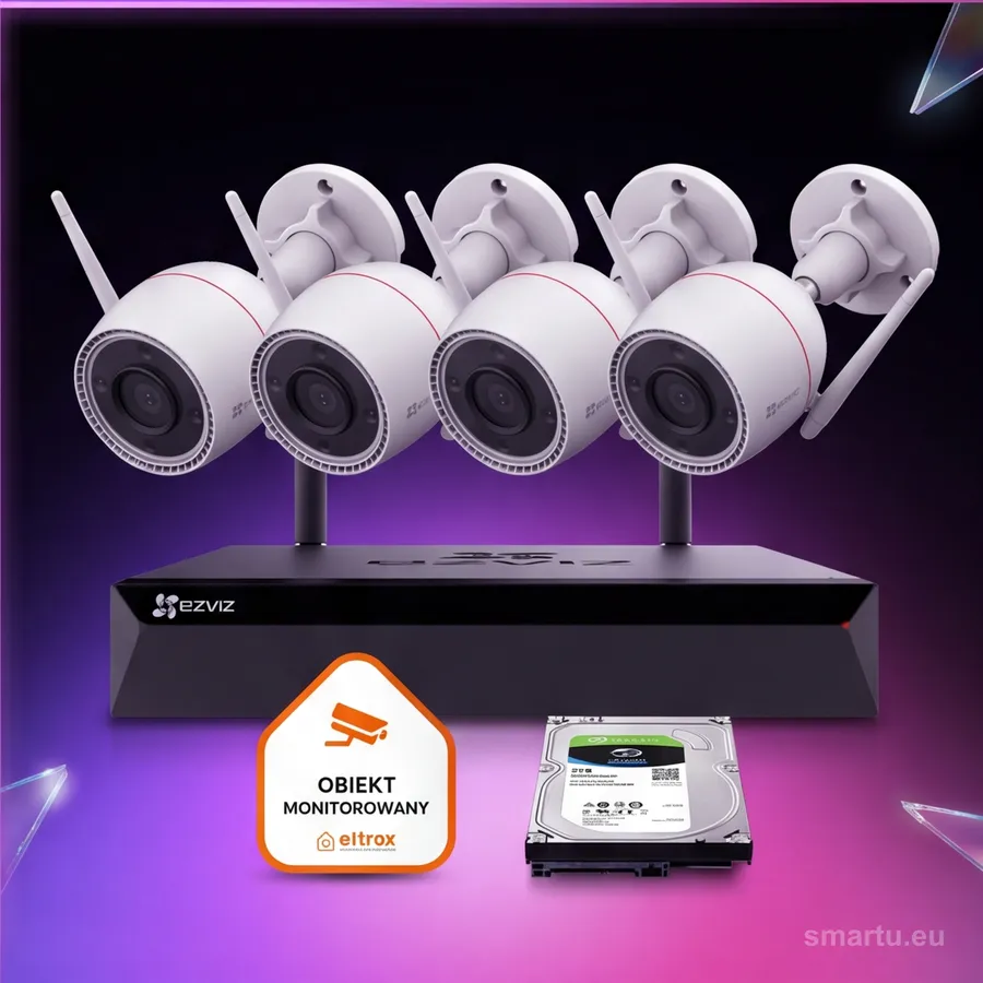 EZVIZ zestaw monitoringu WiFi 4 kamery H3c 2K+ 4MP Dual Light audio rejestrator dysk EZVIZ zestaw monitoringu WiFi 4 kamery H3c 2K+ 4MP Dual Light audio rejestrator dysk