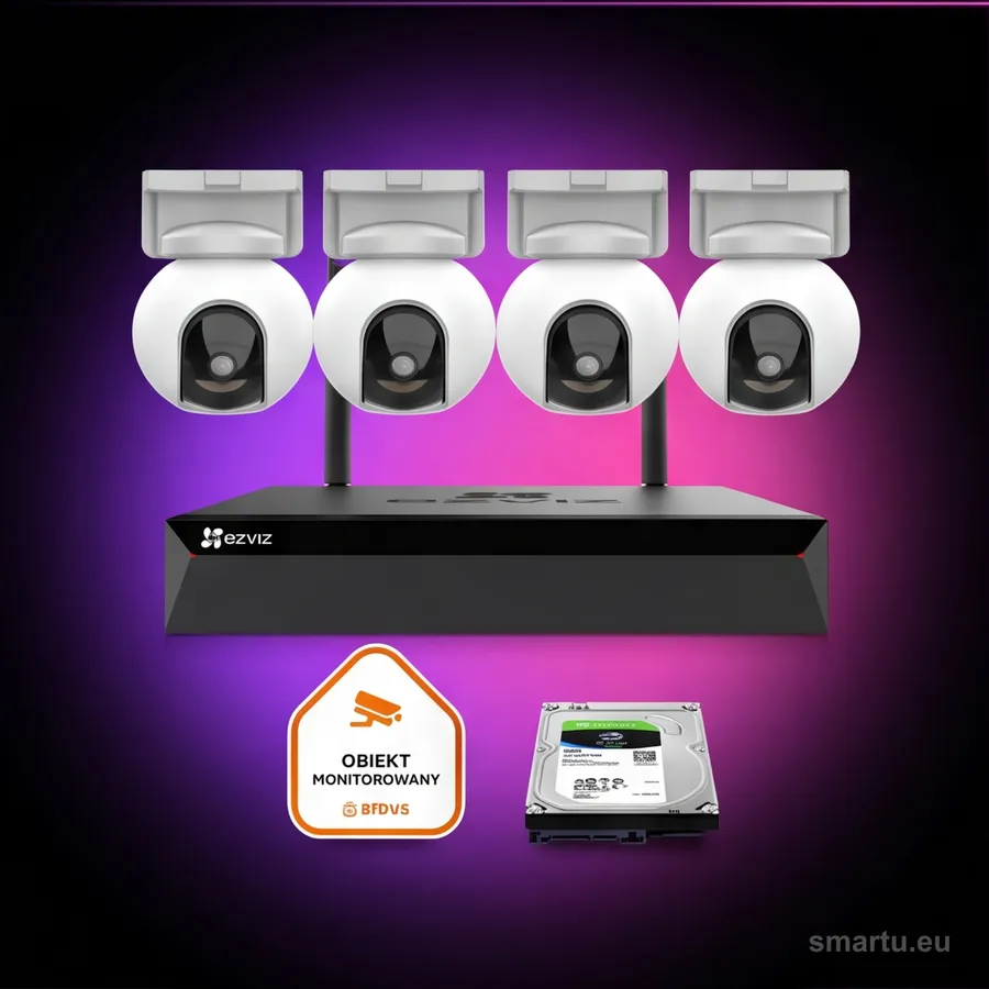 EZVIZ HB8 2K+ zestaw 4 kamery WiFi akumulatorowe PTZ 4MP typ-C zewnętrzne bez kabli