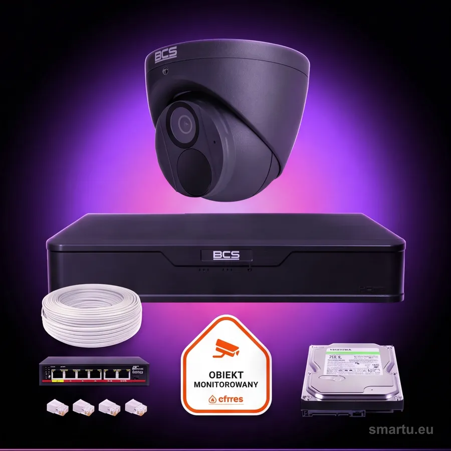 Zestaw monitoringu IP BCS Point 1x Kamera BCS-P-EIP28FWR3-Ai2-G Rejestrator z dyskiem Zestaw monitoringu IP BCS Point 1x Kamera BCS-P-EIP28FWR3-Ai2-G Rejestrator z dyskiem