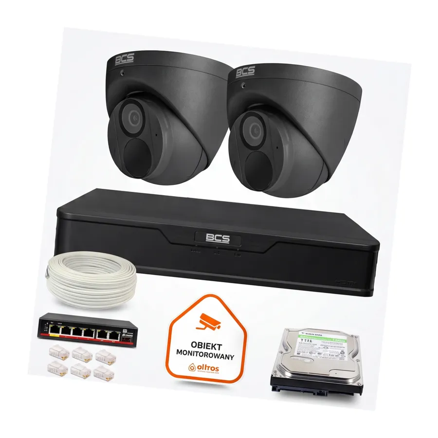 Zestaw monitoringu IP BCS Point 2x Kamera BCS-P-EIP28FWR3-Ai2-G Rejestrator z dyskiem Zestaw monitoringu IP BCS Point 2x Kamera BCS-P-EIP28FWR3-Ai2-G Rejestrator z dyskiem