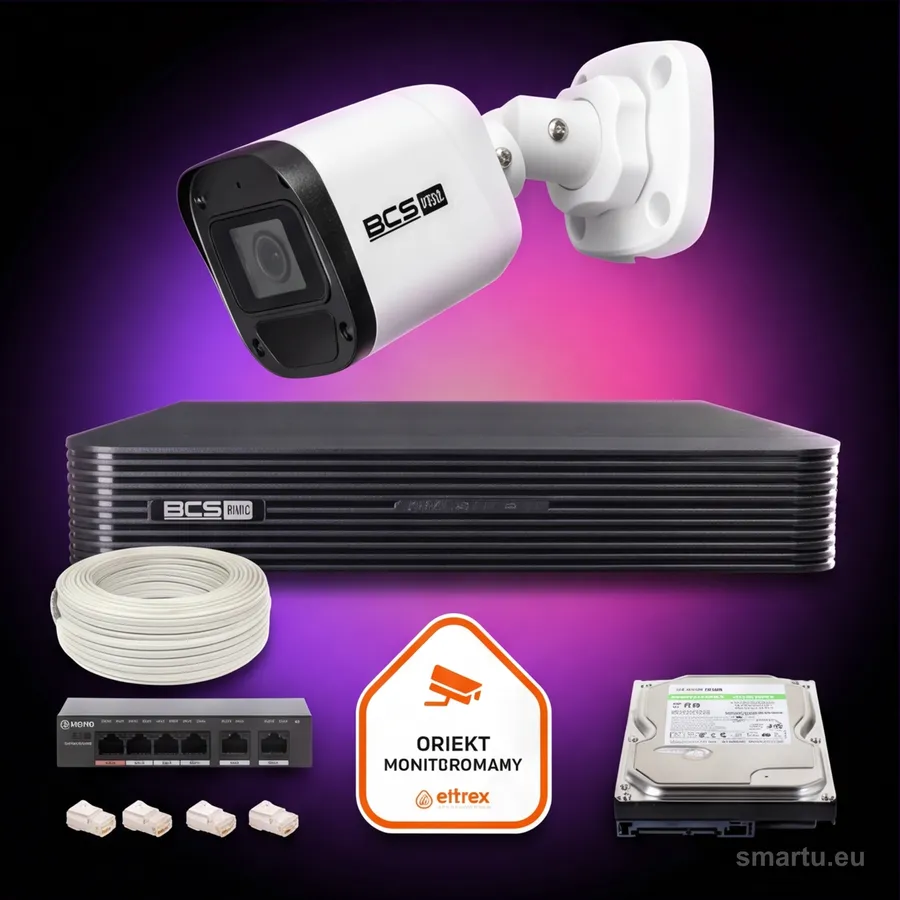 Zestaw monitoringu IP BCS Basic 1x Kamera BCS-B-TIP15FR3(2.0) Rejestrator z dyskiem Zestaw monitoringu IP BCS Basic 1x Kamera BCS-B-TIP15FR3(2.0) Rejestrator z dyskiem