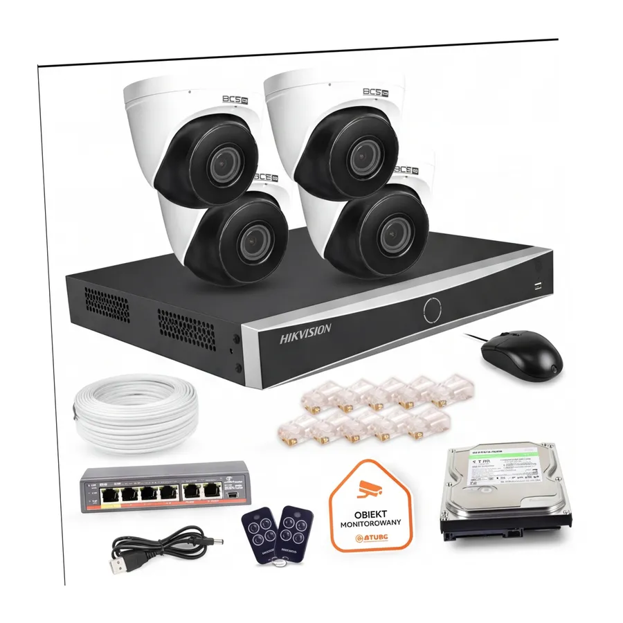 Zestaw monitoringu IP BCS Basic 4x Kamera BCS-B-EIP45VSR3(2.0) Rejestrator z dyskiem Zestaw monitoringu IP BCS Basic 4x Kamera BCS-B-EIP45VSR3(2.0) Rejestrator z dyskiem
