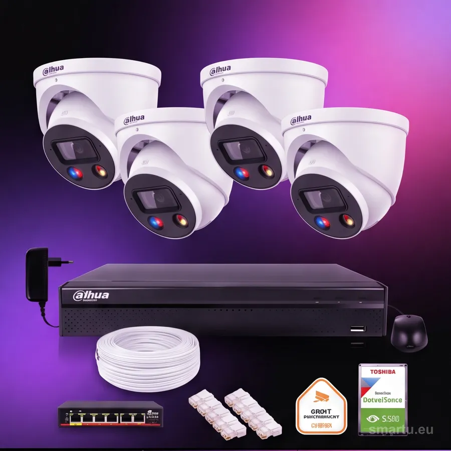 Zestaw monitoringu IP Dahua TIOC 8mpx 4K 4 kamery z alarmem NVR z dyskiem