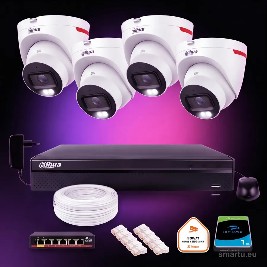 Dahua WizColor 2K zestaw monitoringu 4 kamery zewnętrzne 4Mpx LED 30m NVR dysk