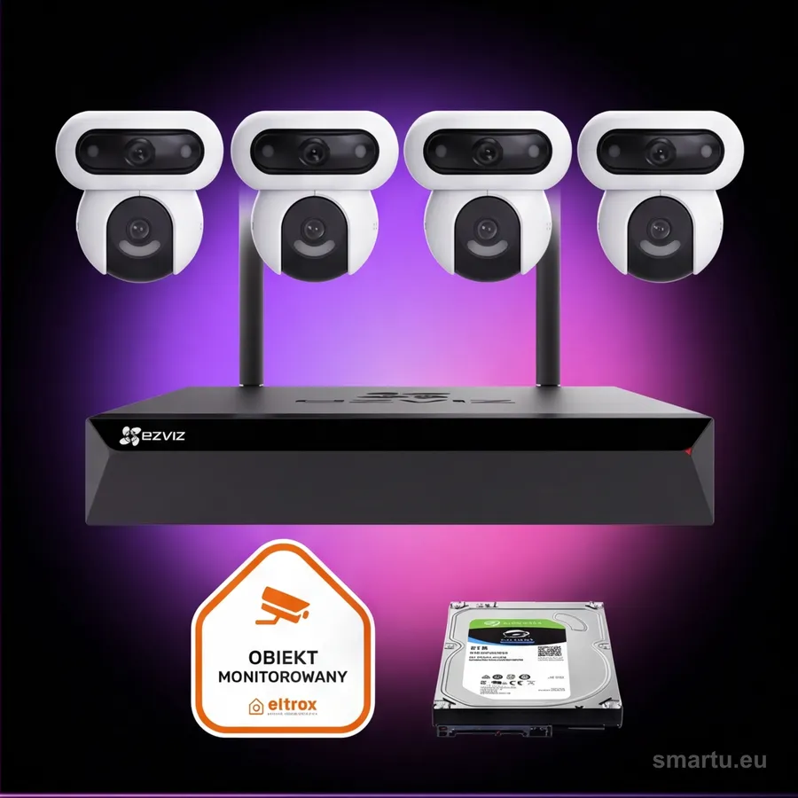 EZVIZ 4x H90 Dual 4MP+4MP zestaw monitoring WiFi AI auto-tracking IP65 360° zewnętrzny kamera obrotowa