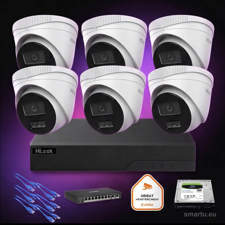 HiLook IPC-B180HA-LU 8MP 4K tuba Smart Hybrid Light zestaw 6 kamer IP PoE monitoring zewnętrzny HiLook IPC-B180HA-LU 8MP 4K tuba Smart Hybrid Light zestaw 6 kamer IP PoE monitoring zewnętrzny