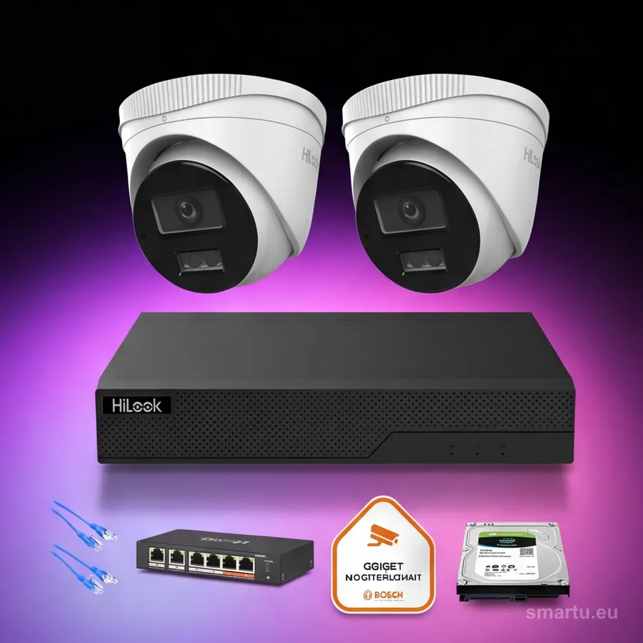 HiLook Hikvision zestaw monitoringu 2x IPC-T280HA-LU 8Mpx 4K Smart-hybrid Light PoE kamera kopulkowa