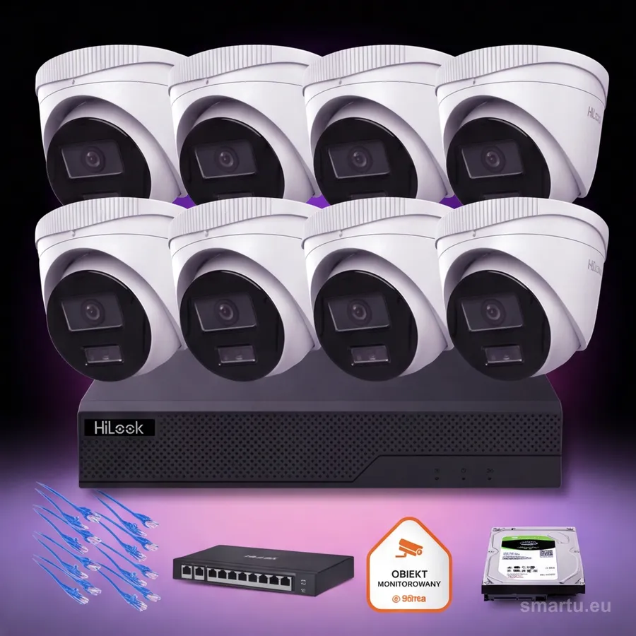 Hilook 8 kamer IPC-T260HA-LU 6MP Smart-hybrid Light zestaw monitoringu IP kolor nocny PoE H.265+ Hilook 8 kamer IPC-T260HA-LU 6MP Smart-hybrid Light zestaw monitoringu IP kolor nocny PoE H.265+